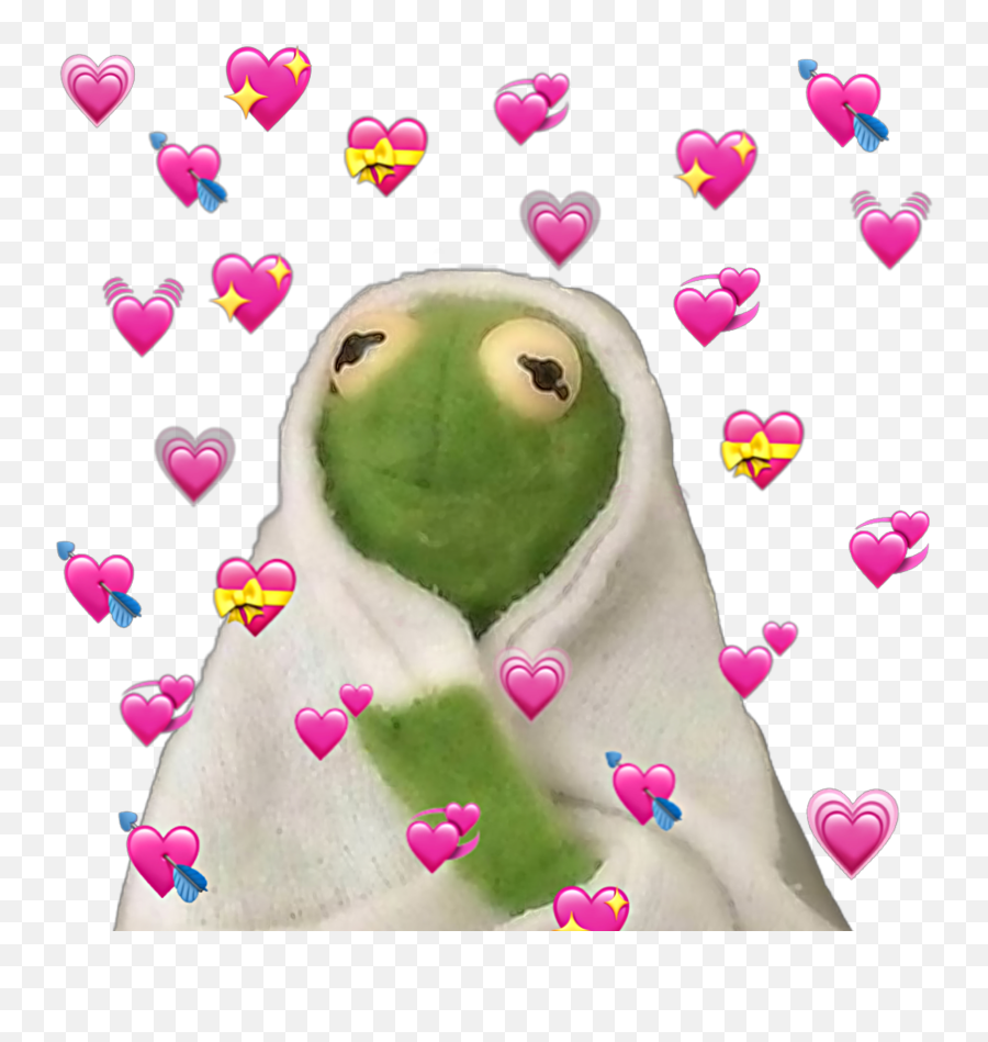 Kermit Hearts Trendy Frog Green Emoji - Transparent Heart Emoji Meme Png,Kermit The Frog Png