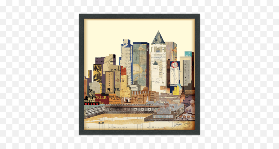 Nyc Skyline 1 Handmade Framed Art Collage Bobu0027s Discount - Collage Work Art Png,Nyc Skyline Icon