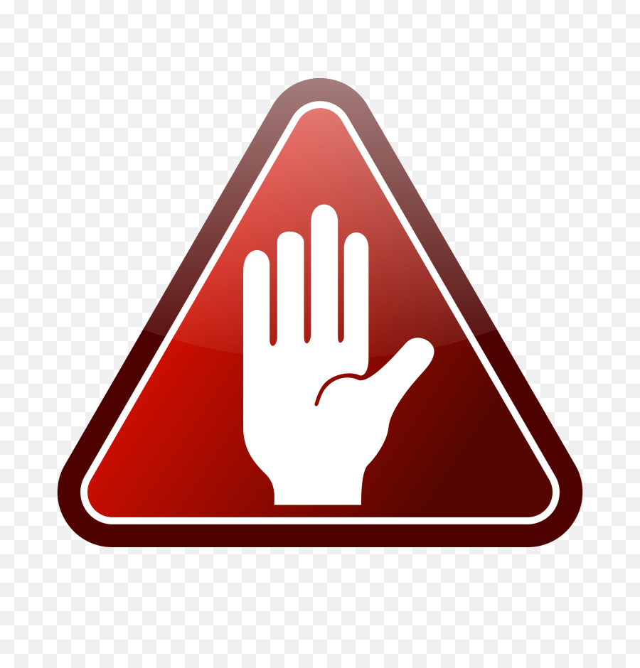 Red Triangle Hand Icon Clipart - Hand Stop Clipart Png,Red Triangle Png