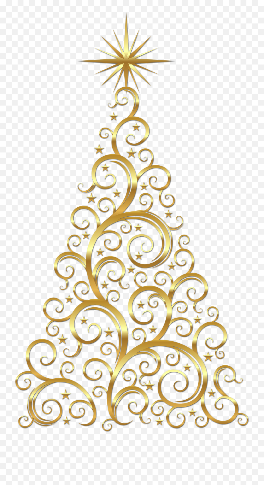 Gold Deco Christmas Tree Clipart - Gold Christmas Tree Clipart Png,Christmas Transparent