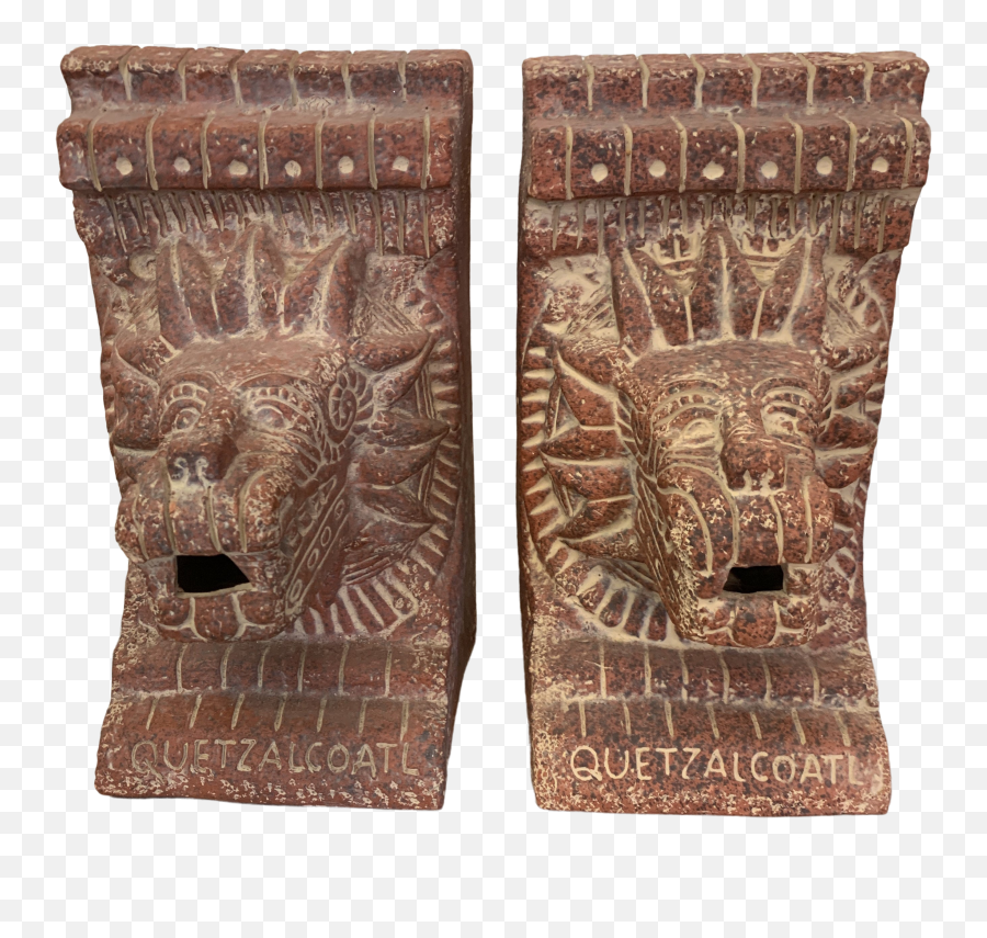 Large Terra - Cotta Bookends Quetzalcoatl Pyramid Chair Png,Quetzalcoatl Png