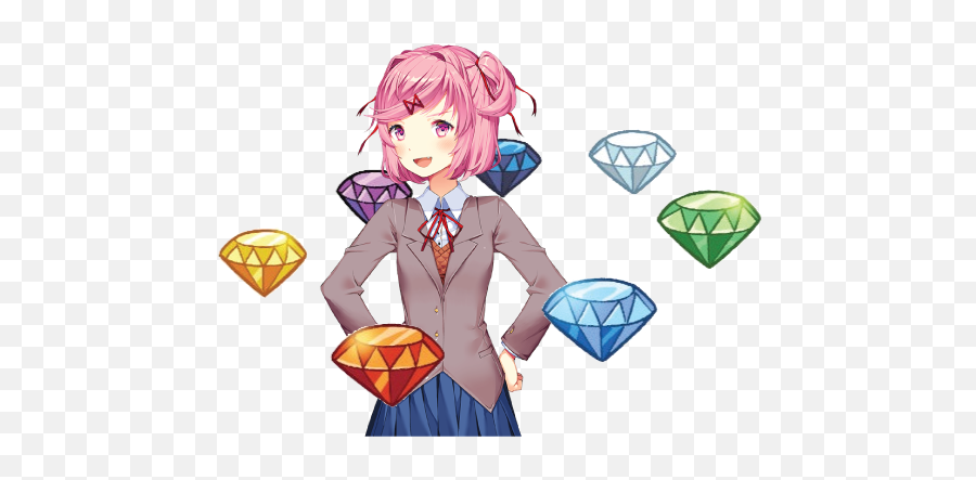 You Mean The Chaos Emeralds Ddlc - Doki Doki Literature Club Natsuki At Home Png,Chaos Emeralds Png