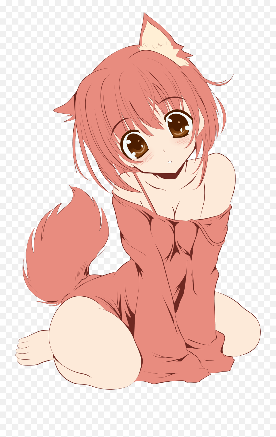 Animal Ears Breasts Catgirl Cleavage Tagme Tail Transparent - Anime Girl Png,Tail Transparent