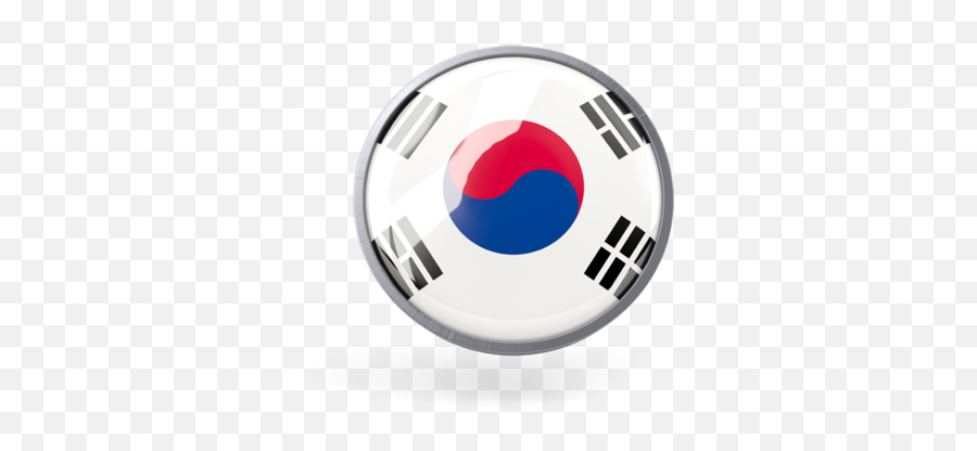 Metal Framed Round Icon Illustration Of Flag South Korea - Korean Flag Black Lines Meaning Png,South Korea Png