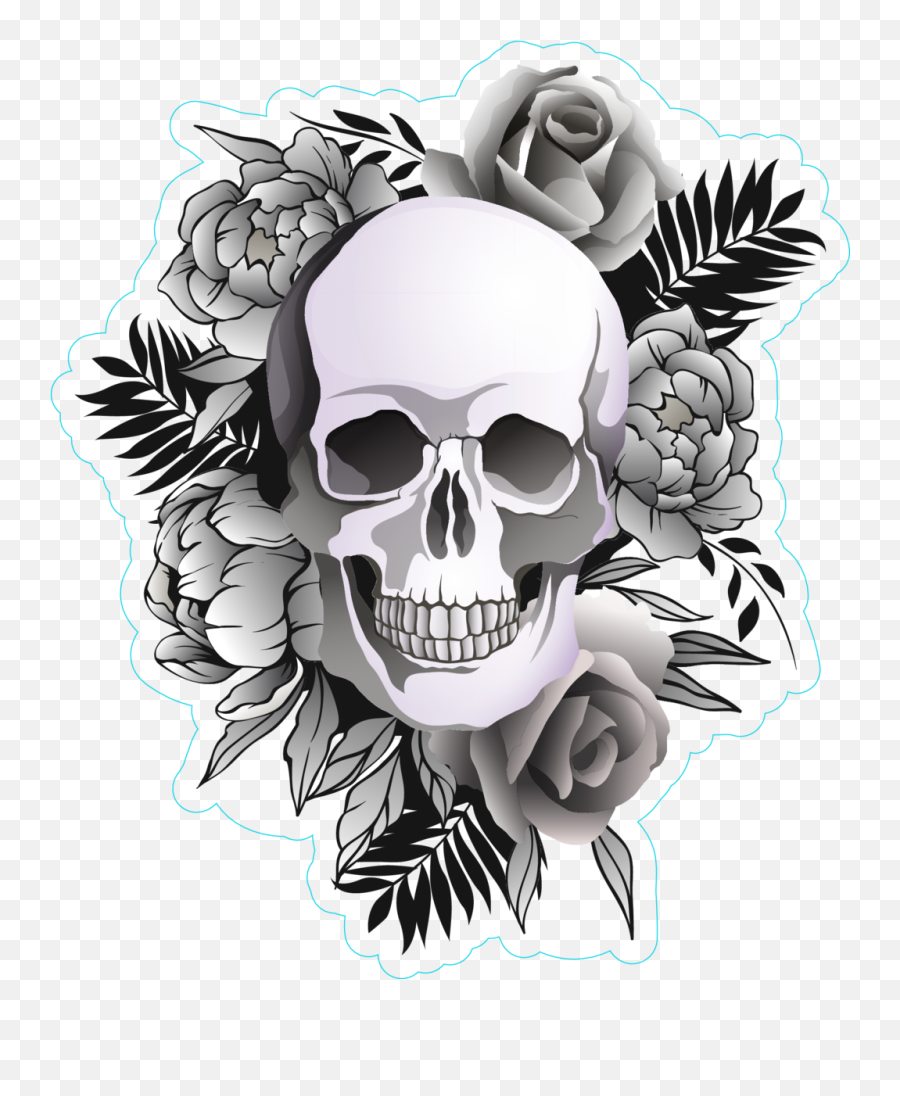 Download Clipart Galleryneed Flower Wicked Evil Skull - Skulls Clipart Black And White Png,Sugar Skull Png