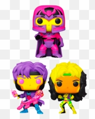 Funko Pop Marvel Blacklight - Magneto Gambit u0026 Rogue png