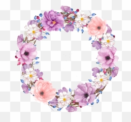 Floral Design Watercolor Painting Flower Clip Art - Purple Wreath Png