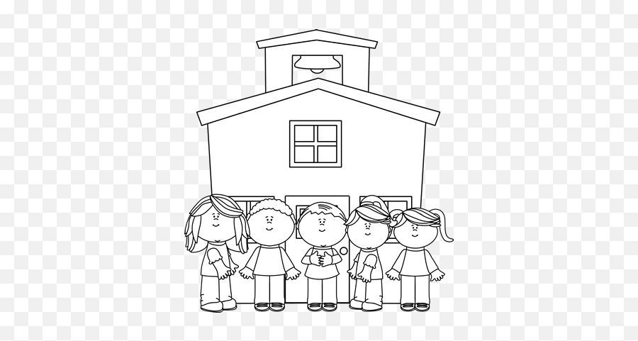 School House Clipart Png - Cute Kids Clipart School Black And White,Schoolhouse Png