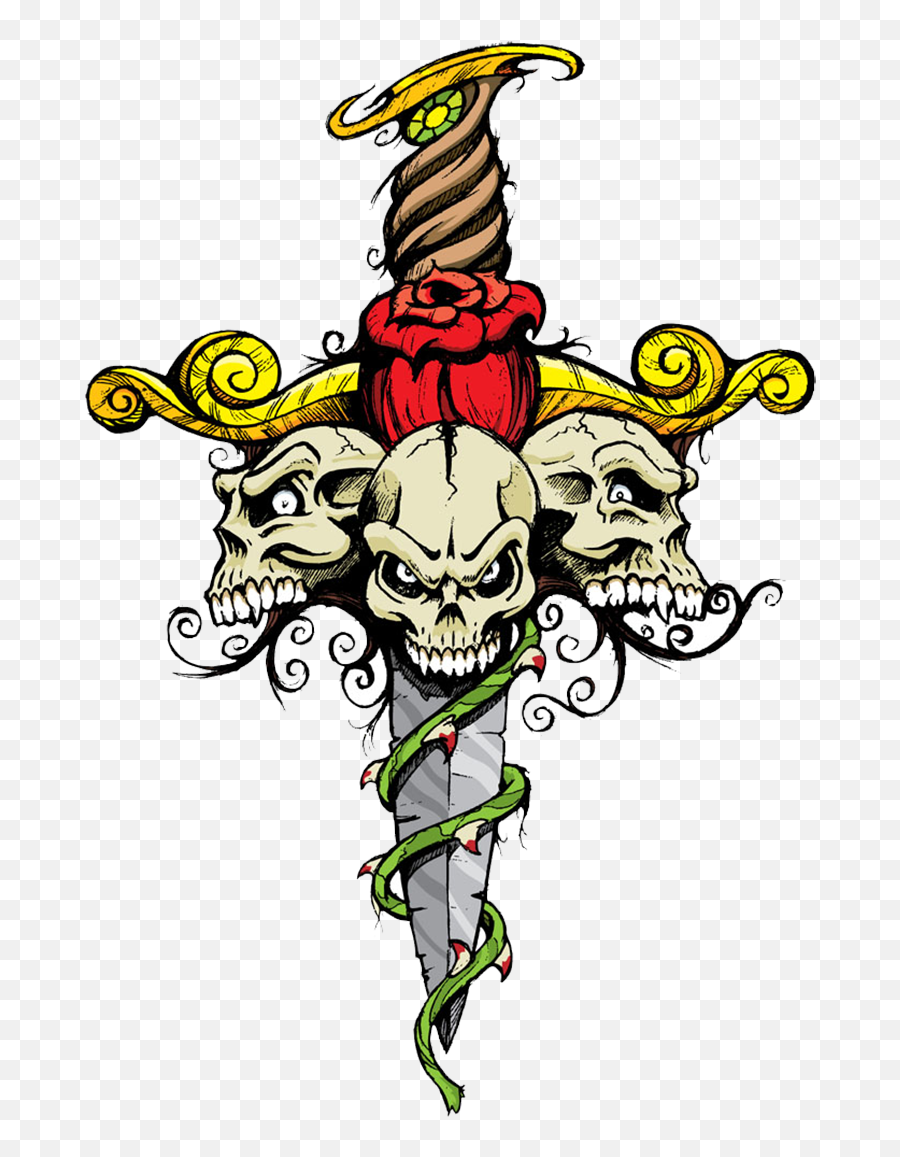 T - Skull And Rose Sword Png,Sword Clipart Png