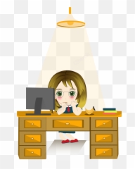 Cartoon Version Girl Watching Tv Late Night Image - Cute Clipart png