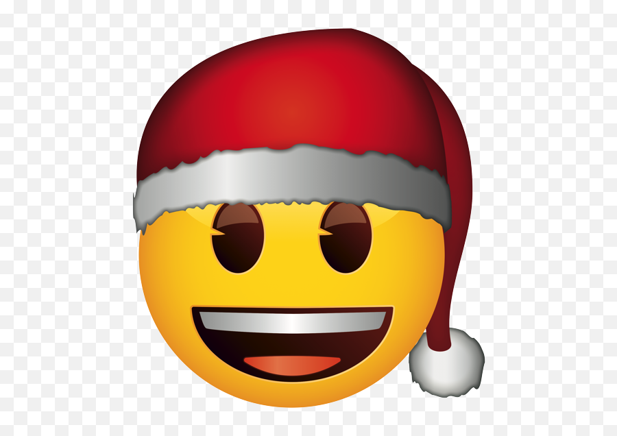 Emoji U2013 The Official Brand Smiling Face With Christmas Hat - Light Blue Smiley Face Png,Happy Face Emoji Transparent
