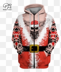 Men Women Santa Claus Costumes Print 3d Hoodies Christmas Gift Couples Sweatshirt Zipper Jacket Viking Tattoo Pullover - Long Sleeve png