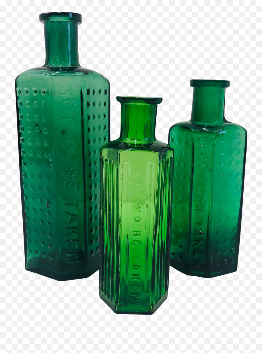 Set Antique Green Glass Poison Jars - Antique Green Glass Bottle Png,Broken Bottle Png