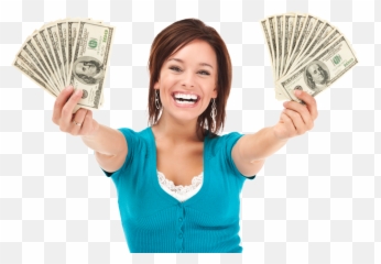 Person With Money Png - Woman Rideshare Money Holding Png
