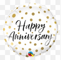 45cm Round Foil Happy Anniversary Gold - Image png