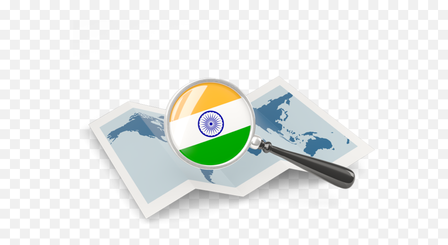 Magnified Flag With Map Illustration Of India - Flag Of India Png,India Map Png