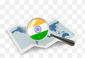 Magnified Flag With Map Illustration Of India - Flag Of India Png,India Map Png
