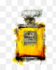 Download No Poster Chanel Perfume Painting Drawing Hq Png - Glass Bottle