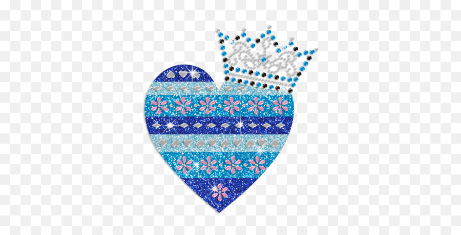 Blue Heart With Crown Iron - Decorative Png,Blue Heart Transparent