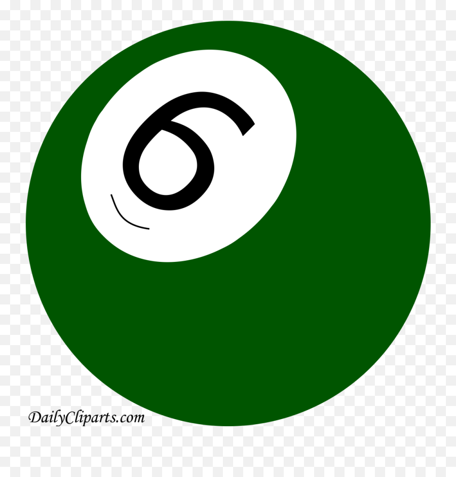 Number 6 Pool Ball Green Color Clipart Icon - Billiards Ball Number 6 Green Png,Icon Bola