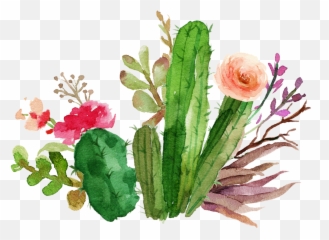 Png Flower Design - Flower Cactus Watercolor Png,Cactus Clipart Png