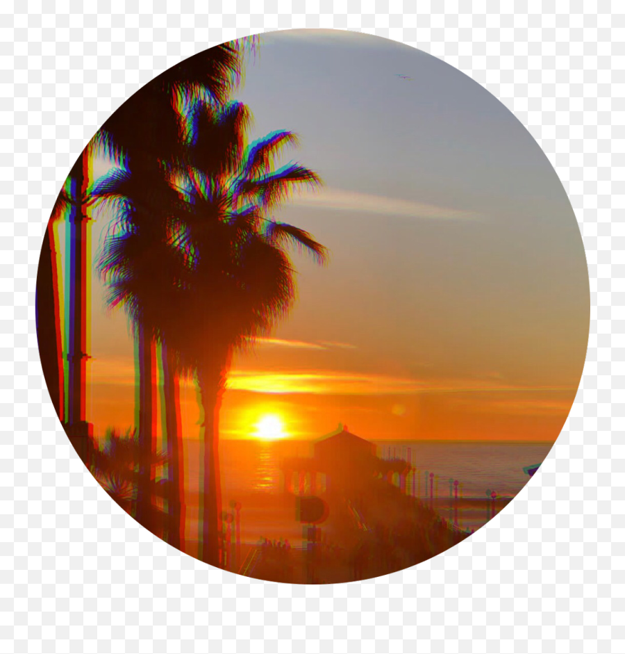 Beach Sunset Background Circle - Beach Background Circle Png,Beach Background Png