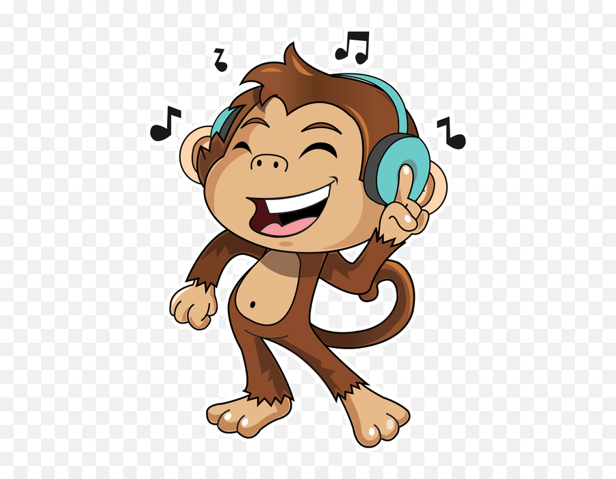 Cute Monkey Stickers Messages Sticker - 1 Emoji Listening To Cartoon Monkey Baby Boy Listen Music Png,Music Emoji Png