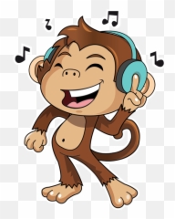 Cute Monkey Stickers Messages - 1 Emoji Listening To Cartoon Baby Boy Music png