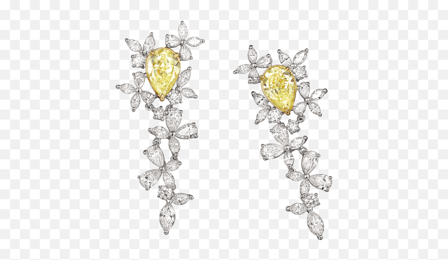 Fancy Yellow Pear Shaped Earrings - Larry Jewelry Crystal Png,Diamond Png Shape