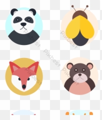 Fresh 6 Groups Of Animal Avatar Round Icons Vector - Avatar Nhóm png