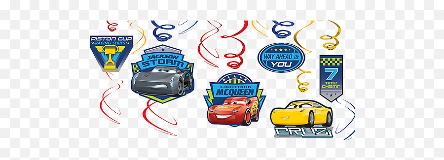 Disney Cars Swirl Decorations 3 Party Supplies Just - Adornos Para Fiesta De Cars Png,Disney Cars Png