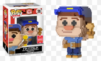 Wreck - Itralph U2013 Fix It Felix 8bit Pop Vinyl Figure 2018 Summer Convention Exclusive Jaymu0027s Place Wreck It Ralph Funko Pop 8 Bit Png,Wreck It Ralph Transparent