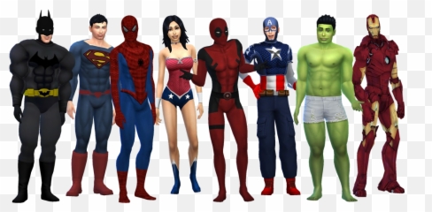 Download Sims Batman Superhero Fictional Character Free - Sims 4 Superhero Costume Png,Superheroes Png