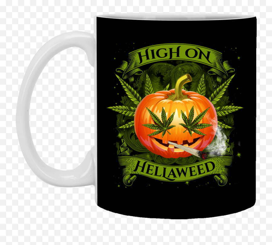 Hellaweed Cannabis Pumpkin Ceramic Coffee Mug - Travel Mug Magic Mug Png,Black Pumpkin Icon
