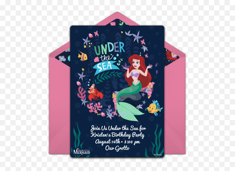 Free Little Mermaid - Under The Sea Online Invitation Mermaid Png,Under The Sea Png