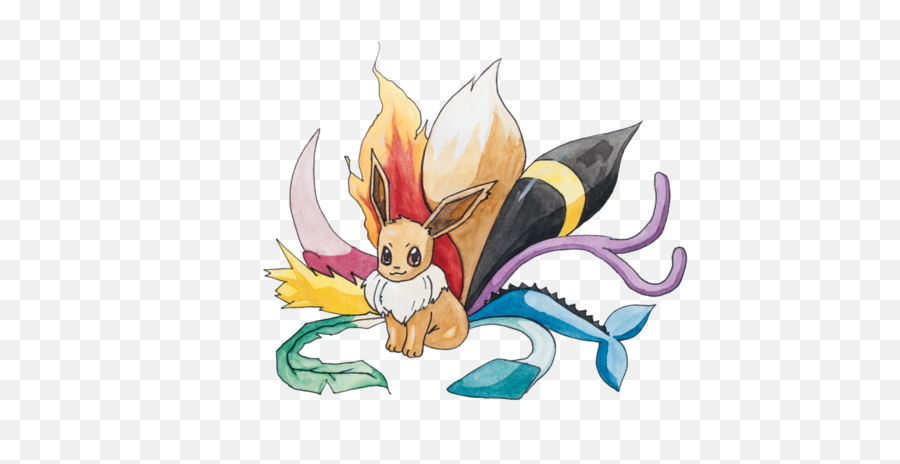 Pokemon Fan Art Jolteon Flareon Vaporeon Umbreon Leafeon - Nine Tailed Eevee Png,Flareon Png