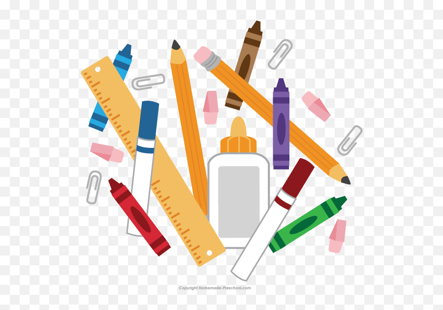 School Supplies Clip Art - Transparent Background School Supplies Clipart Png,Clip Art Transparent Background