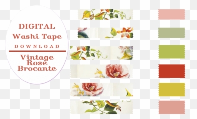 Floral Solid Color Washi Tape - Solid Color Washi Tape Printeable Png,Washi Tape Png