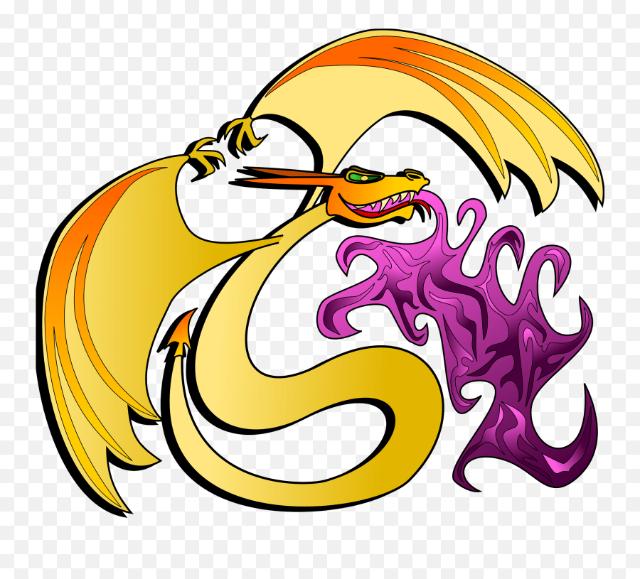 Dragon Gold Breathing Purple Fire - Fictional Character Png,Purple Flames Png