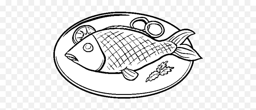 Plates Clipart Fried Fish - Fried Fish Black And White Fried Fish ...