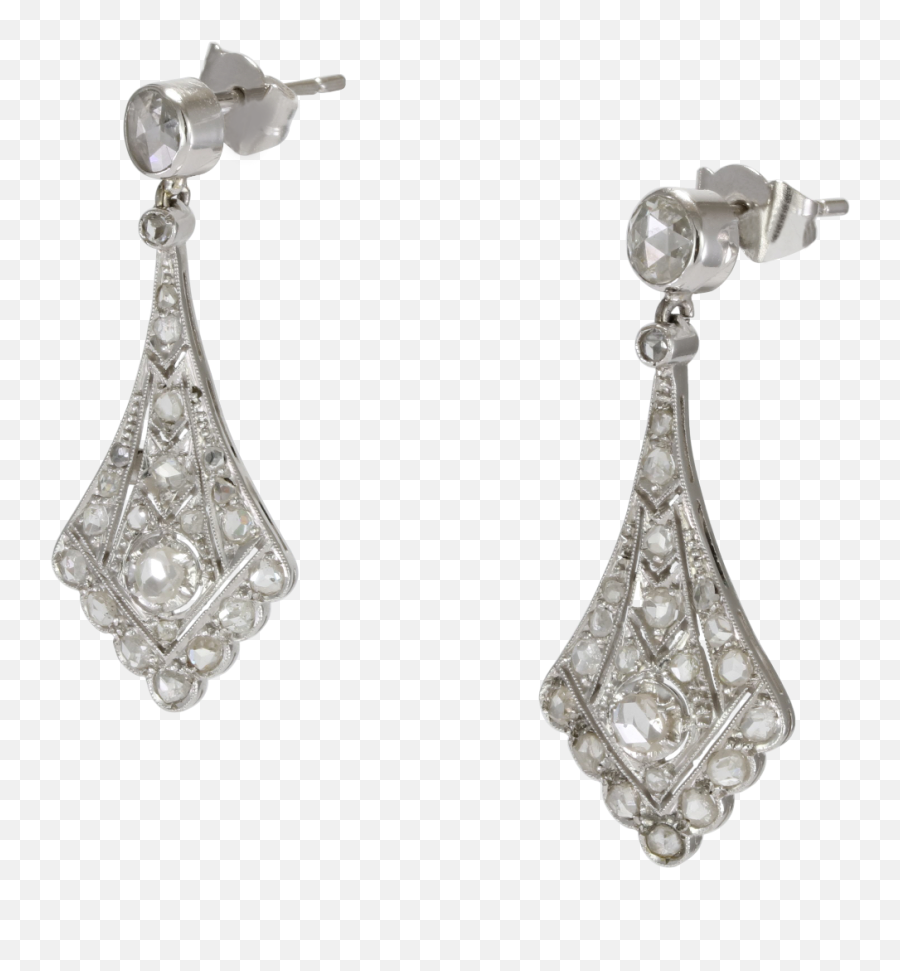 Edwardian Diamond Earrings - Solid Png,Diamond Earrings Png