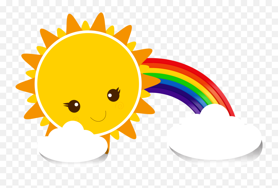 Sky Cartoon Yellow - Rainbow With Cloud Png 2244x1418 Sun Cartoon Png,Clounds Png
