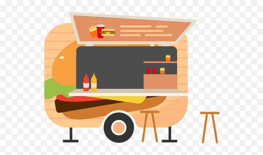 Food Truck Icon - Download In Colored Outline Style Stool Png,Warung Icon