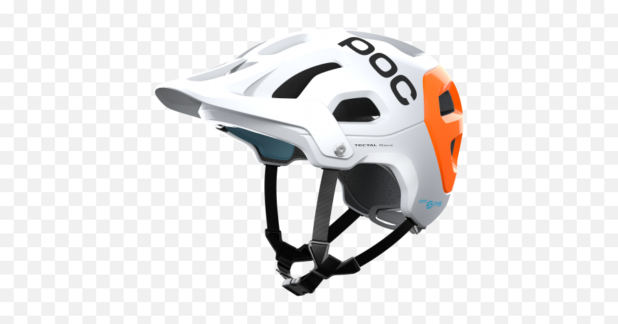 Tectal Race Spin Nfc Helmet Mtb Poc Hydrogen Whitefluorescent Orange Avip - Poc Enduro Helmet Png,Icon Helmet Visor Clips
