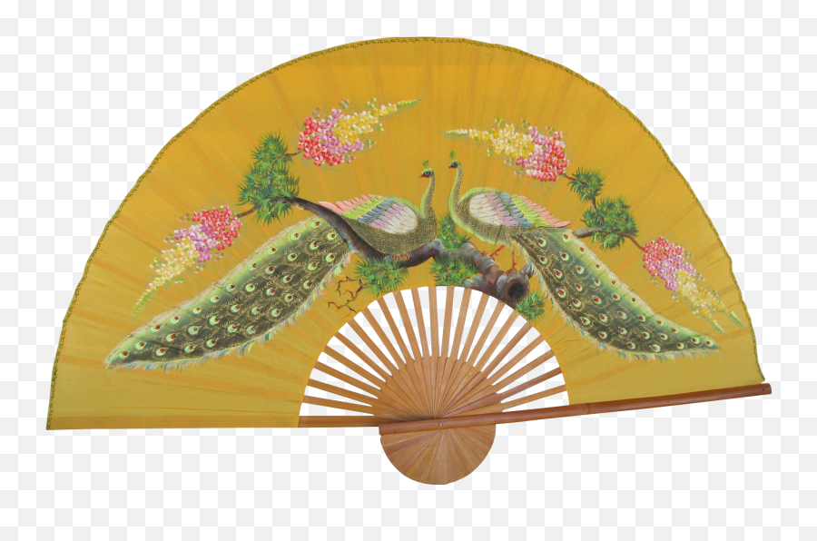 Hand Painted Peacock Fan Bamboo Frame - Portable Network Graphics Png,Bamboo Frame Png