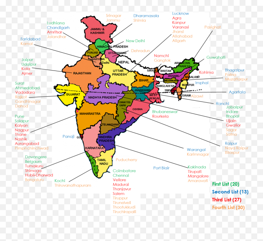 Government Approved 30 New Smart Cities Uitp India - Smart Cities In India Map Png,India Map Png