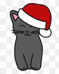 Cartoon Cat In Santa Hat Clipart - Art png