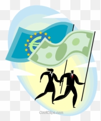 People Running With Currency Flags Royalty Free Vector Clip - Art png