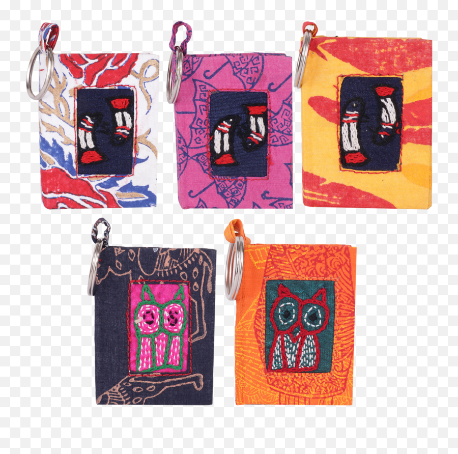 Indha Craft Hand Embroidered Set Of 5 Small Assorted Diary Cum Key Chain - Coin Purse Png,Cum Transparent Background