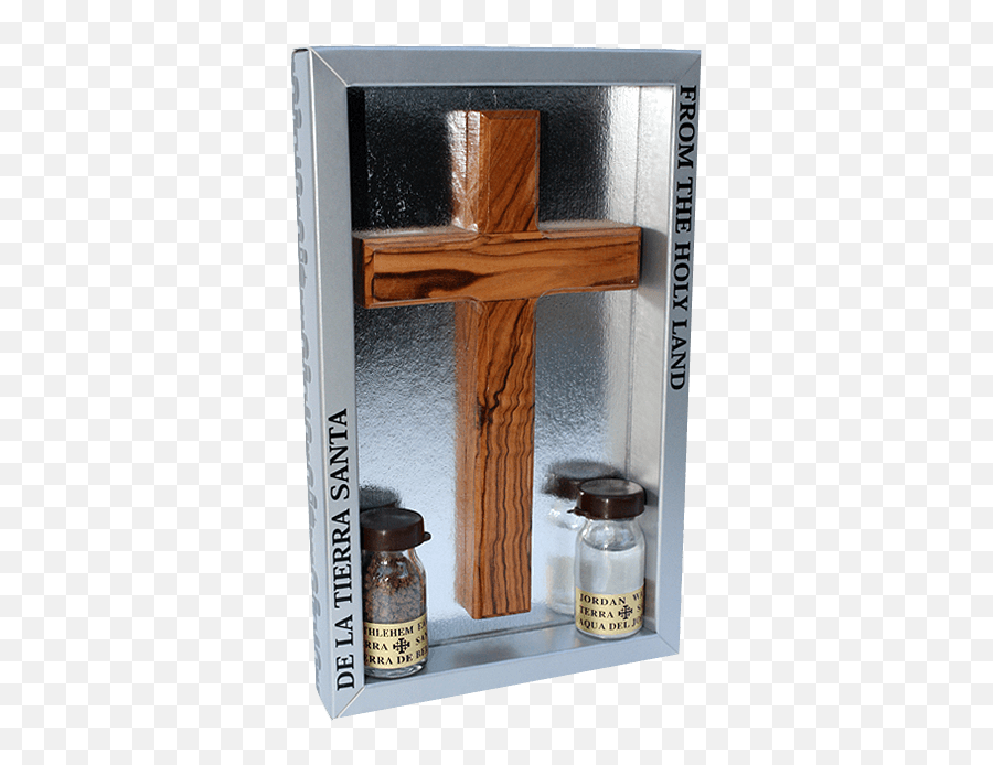 Olive Wood Cross With 2 Holy Land Elements - Furniture Png,Wood Cross Png